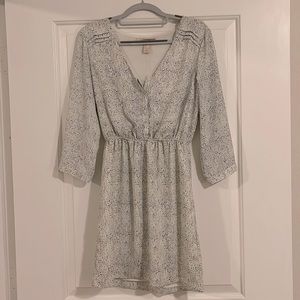 White and Black Print Dress